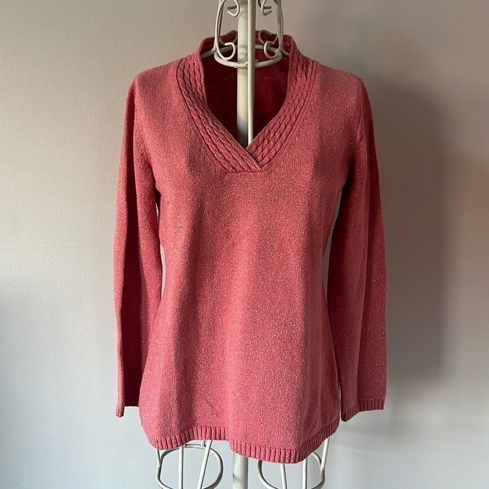 Charter club pink glittery long sleeve